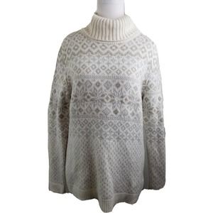 Vineyard Vines Sweater Turtleneck Pullover Wool Cashmere Fair Aisle Ivory Medium